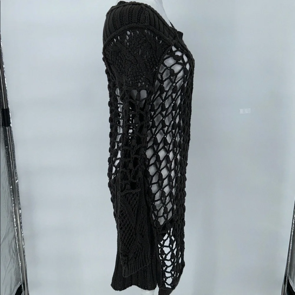 ALLSAINTS Hand Crochet Open-Knit Sweater Dress UK 12 US 8 Linen Cotton Boho - Picture 6 of 12
